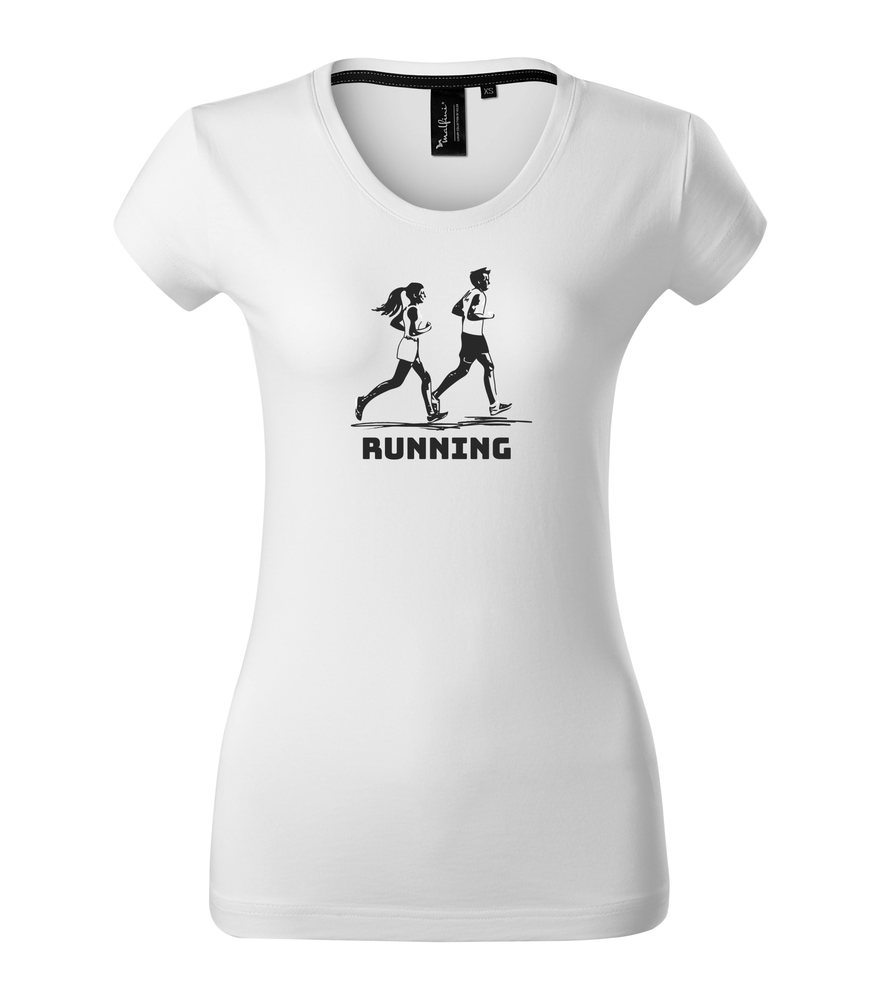 Dámské tričko s krátkým rukávem z luxusní bavlny s nápisem Running